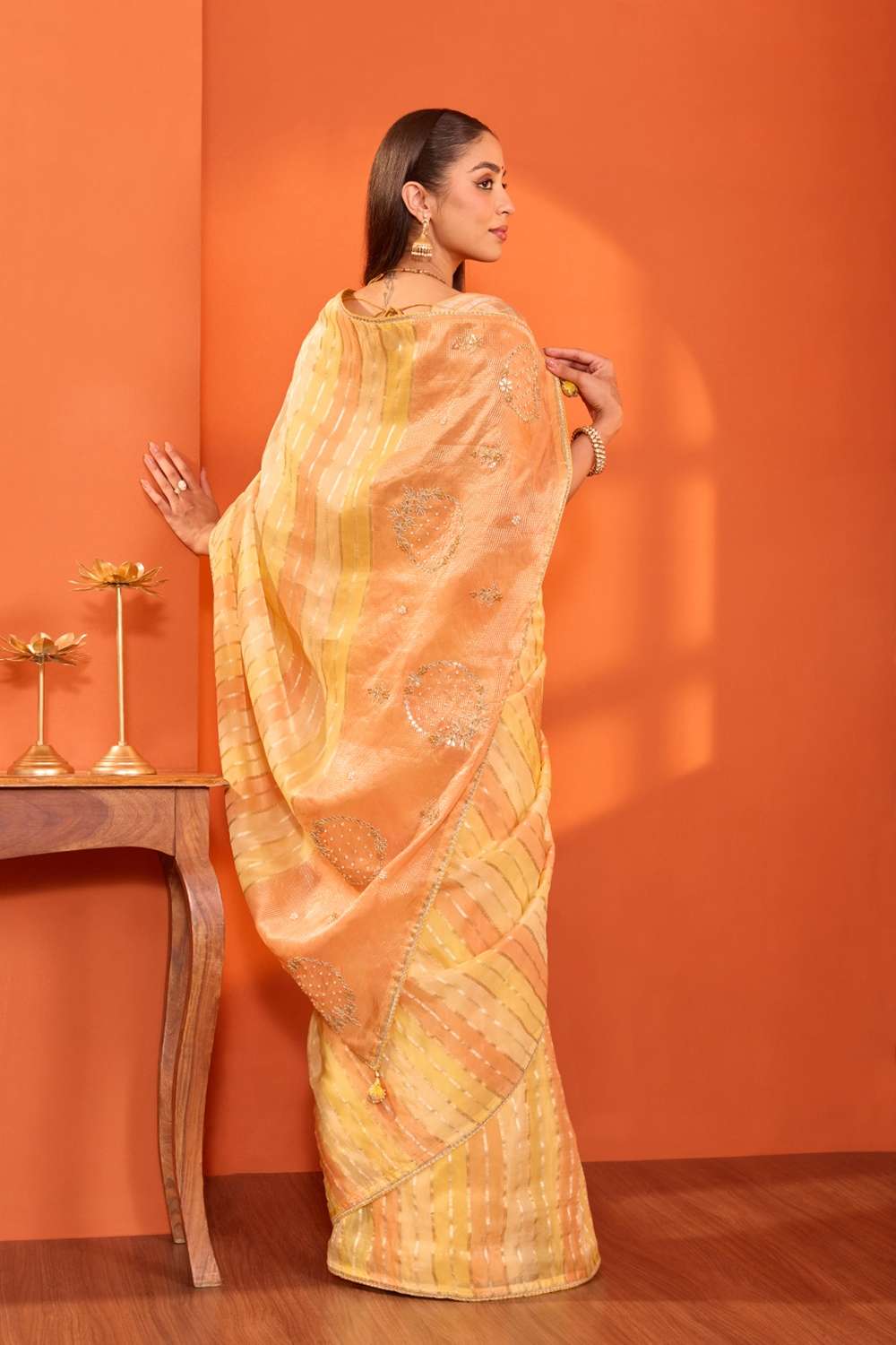 Yellow  Viscose Organza Gotta Patti Saree image number null
