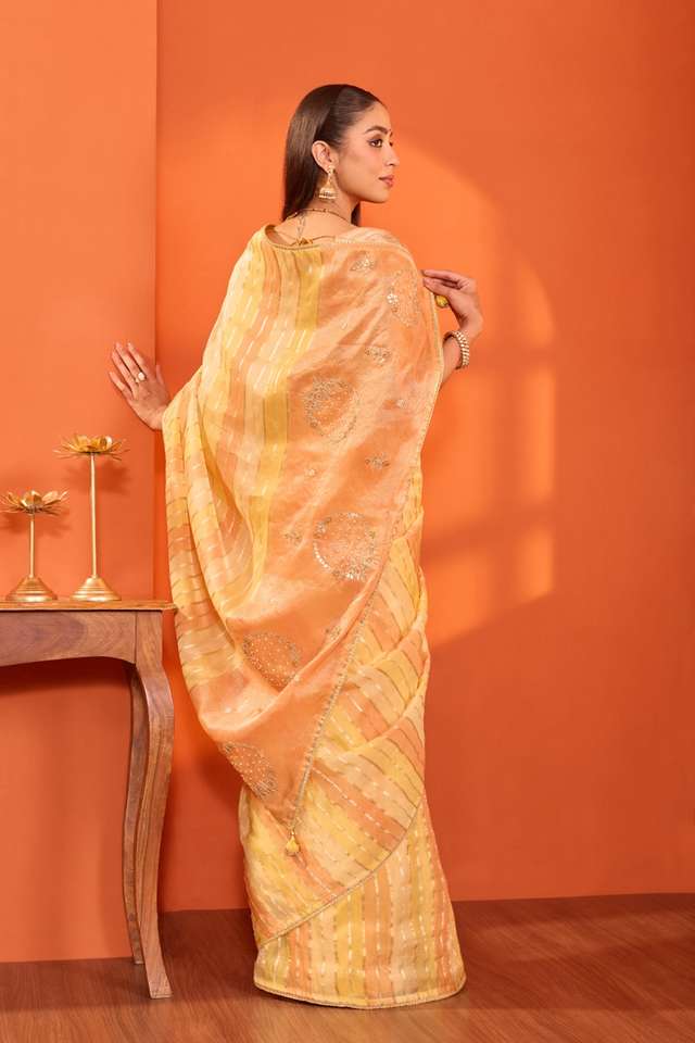 Yellow  Viscose Organza Gotta Patti Saree thumbnail image number null