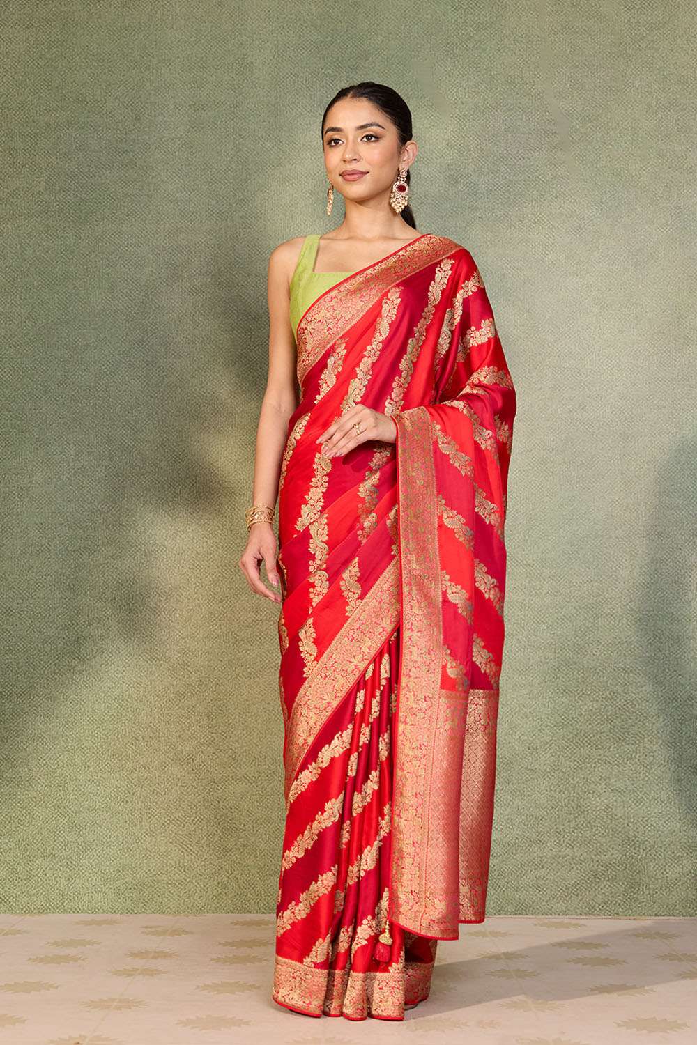 Dark Red Woven Viscose Satin Saree image number null