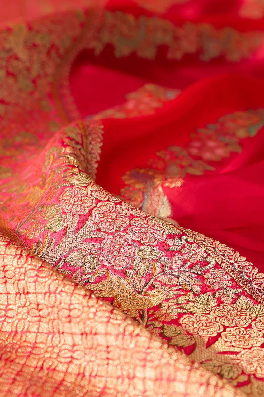 Dark Red Woven Viscose Satin Saree image number null