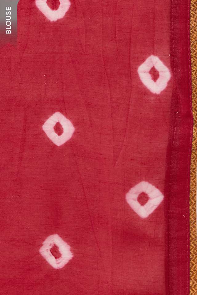Red Gujarat Pure Silk Cotton Tie & Dye Bandhni Saree thumbnail image number null