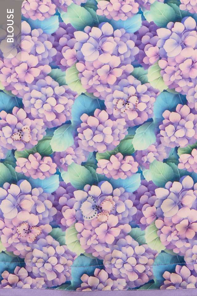 Light Violet Printed Viscose Chiffon Saree thumbnail image number null