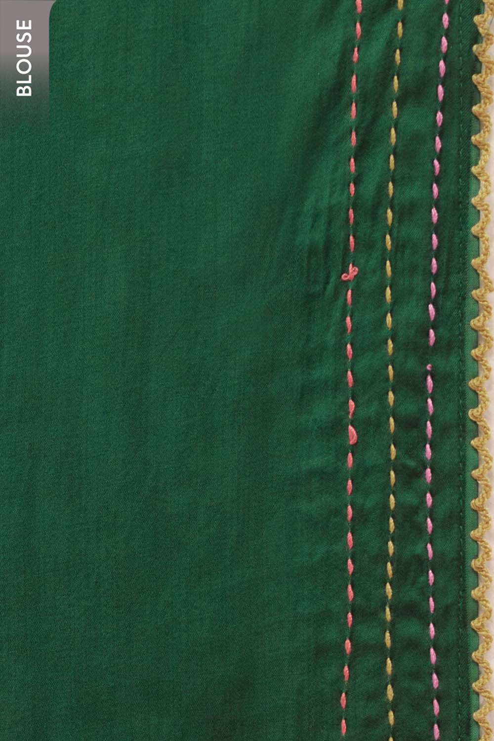 Green Gujarat Pure Satin Tie & Dye Bandhni Saree image number null