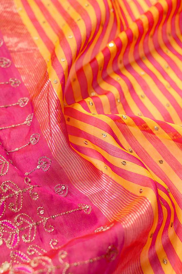 Yellow Rajasthan Pure Silk Cotton Gota Patti Saree thumbnail image number null