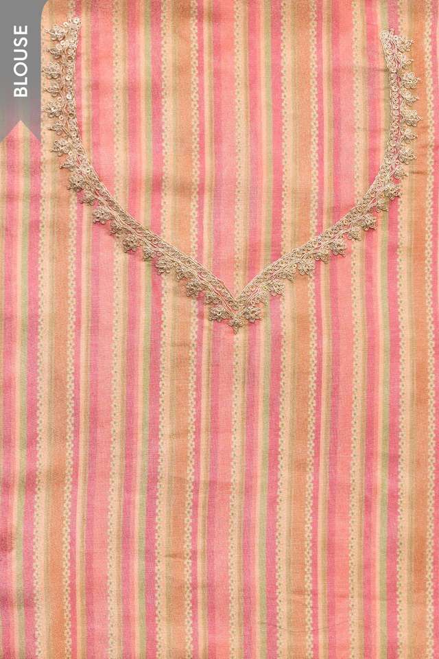 Pink Printed Viscose Tissue Saree thumbnail image number null