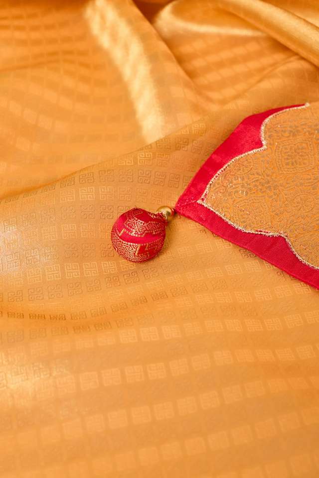 Yellow  Viscose Tissue Woven Saree thumbnail image number null