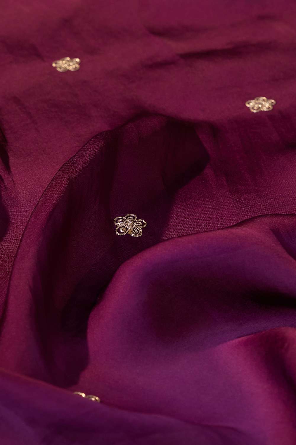Purple Viscose Satin Embroidered Saree image number null