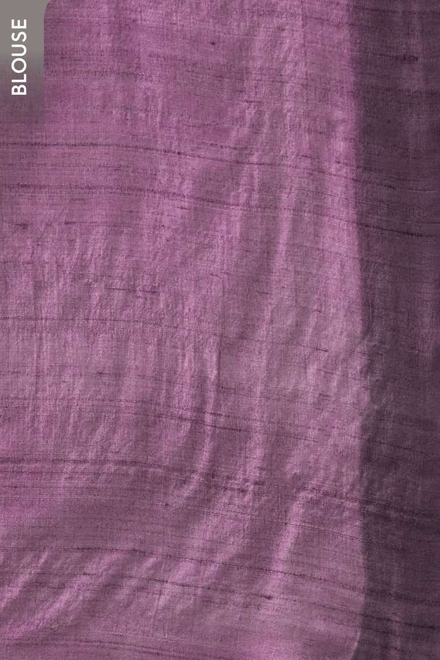 Purple Block Printed Pure Tussar Silk Saree thumbnail image number null