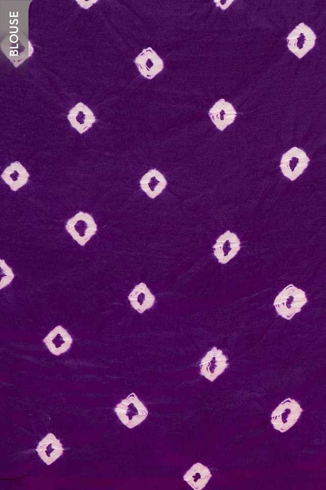 Purple Gujarat Pure Satin Tie & Dye Bandhni Saree thumbnail image number null