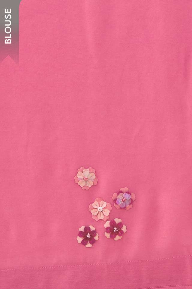 Light Pink Pure Silk Cotton Applique Embroidered Saree thumbnail image number null