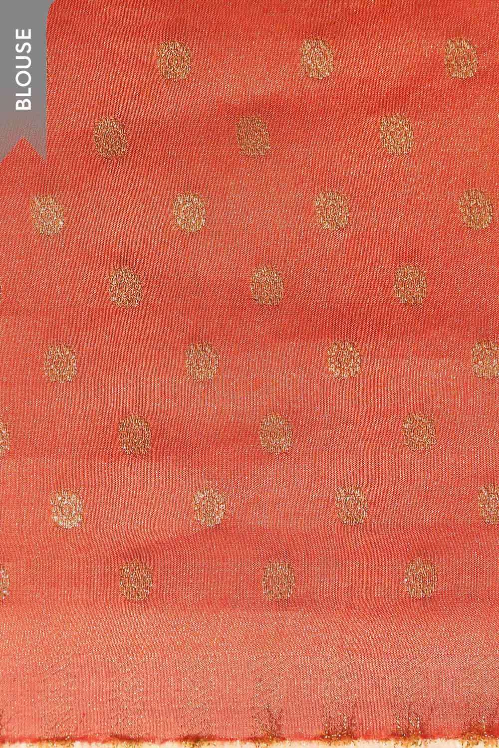 Orange Viscose Tissue Embroidered Saree image number null