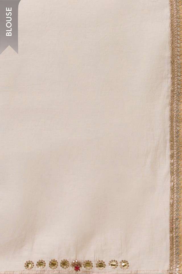 Beige Pure Cotton Tissue Embroidered Saree thumbnail image number null