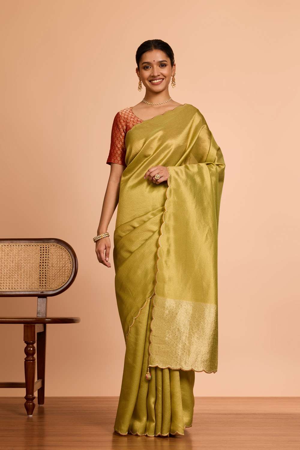 Light Green  Viscose Tissue Woven Saree image number null