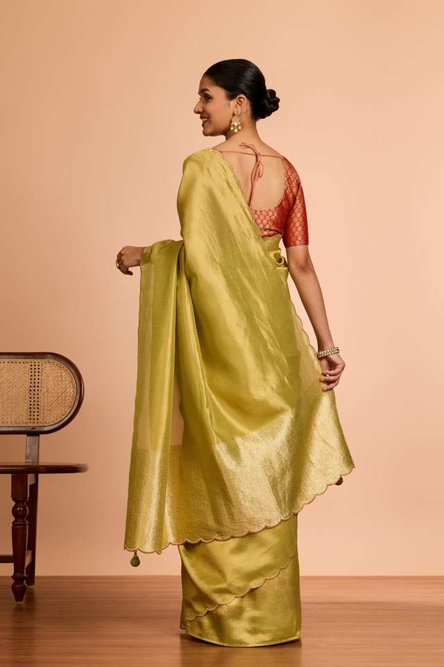 Light Green  Viscose Tissue Woven Saree thumbnail image number null