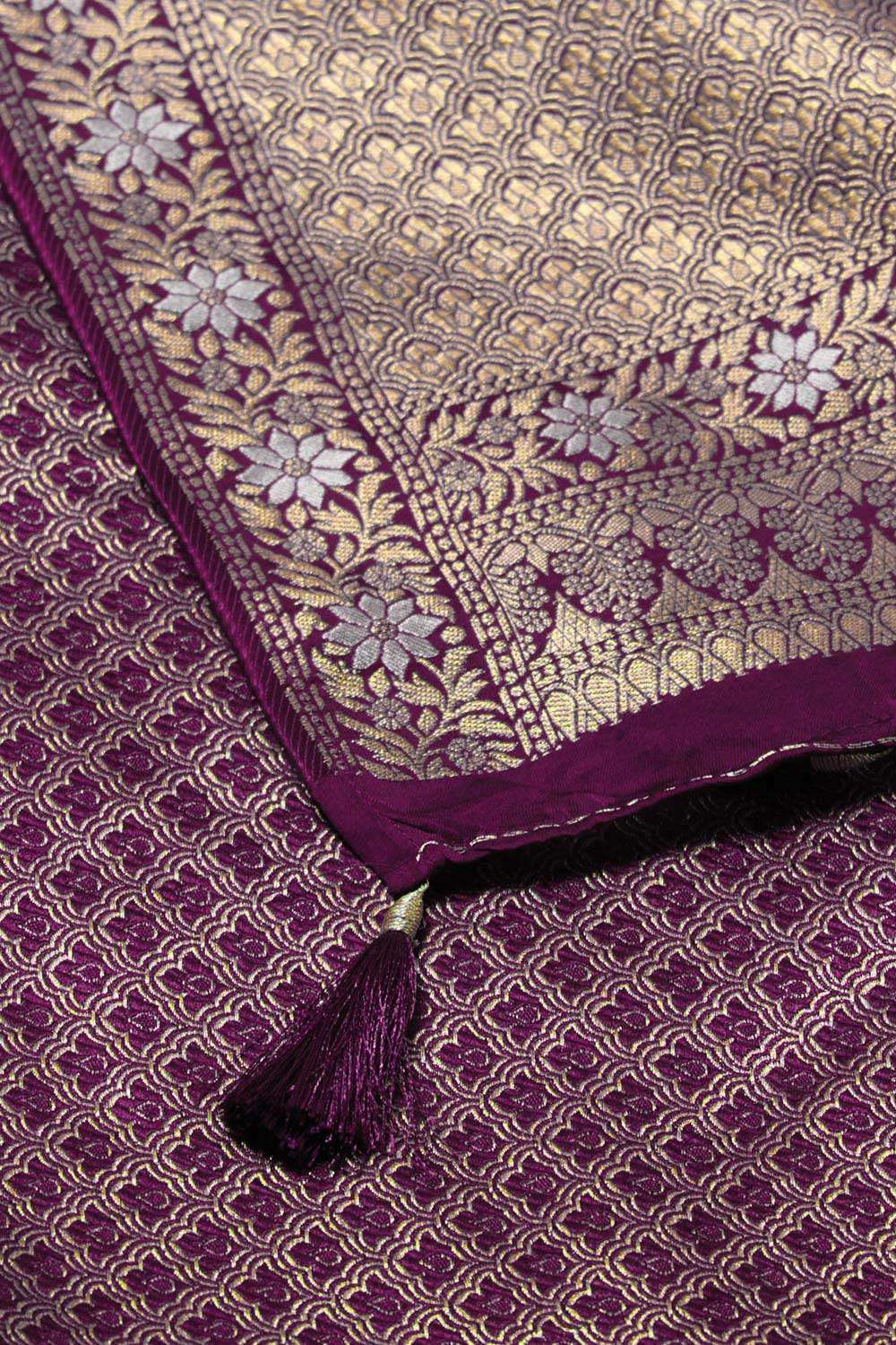 Purple Woven Viscose Satin Saree image number null