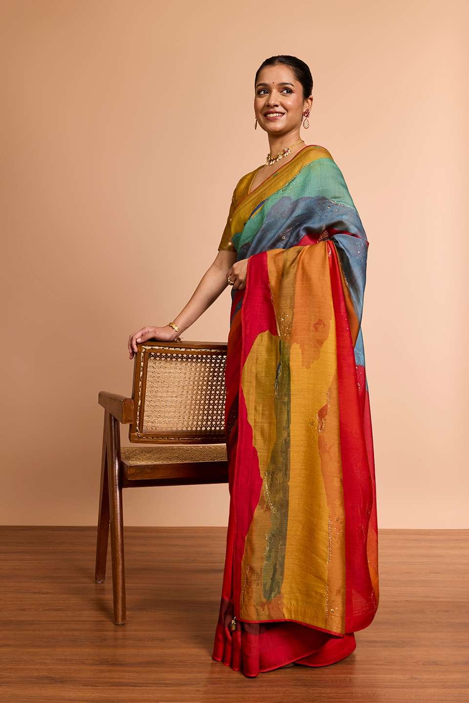 Multi Pure Silk Embroidered Saree