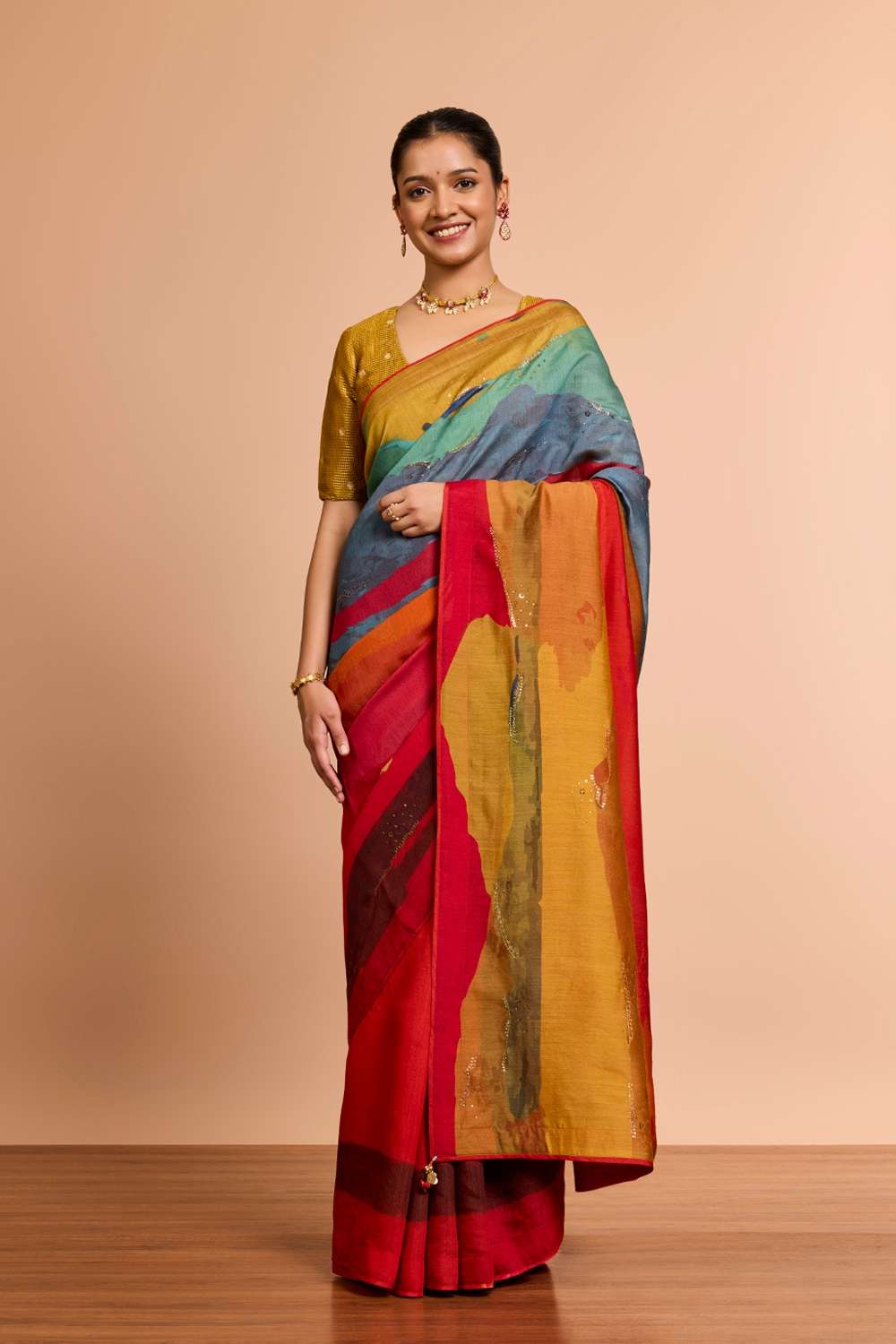 Multi Pure Silk Embroidered Saree image number null