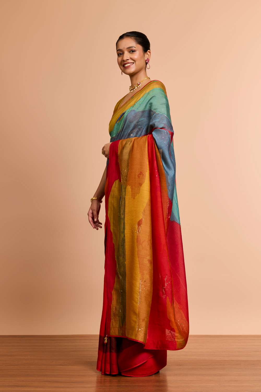 Multi Pure Silk Embroidered Saree image number null