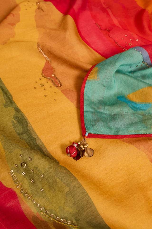 Multi Pure Silk Embroidered Saree thumbnail image number null