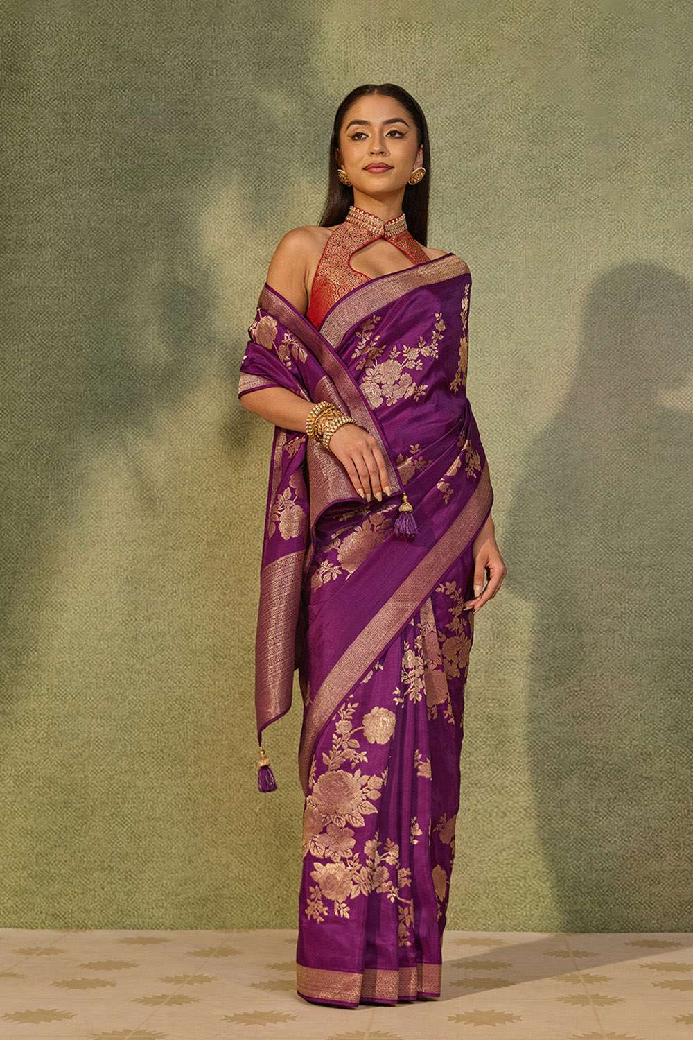 Purple Woven Pure Viscose Saree image number null