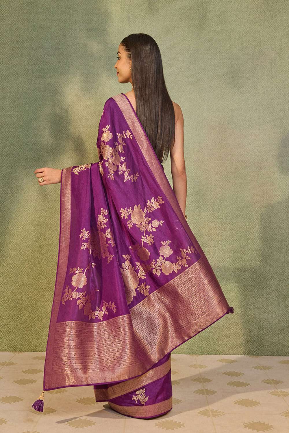 Purple Woven Pure Viscose Saree image number null