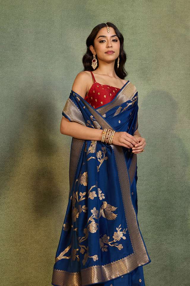 Blue Woven Pure Viscose Saree