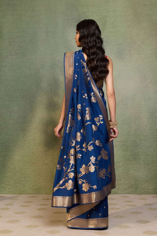 Blue Woven Pure Viscose Saree thumbnail image number null