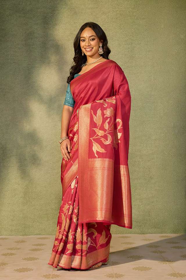 Pink Woven Pure Viscose Saree thumbnail image number null