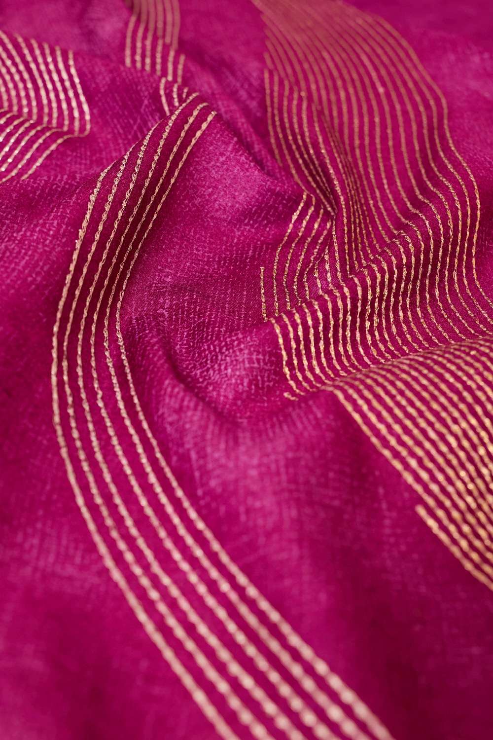 Purple  Pure Tussar Silk Embroidered Saree image number null