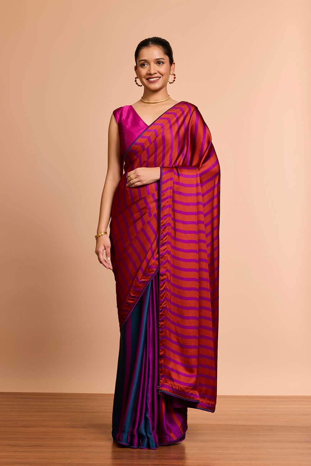 Purple Printed Viscose Saree image number null
