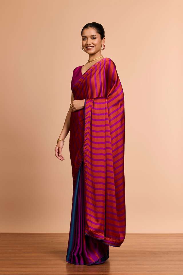 Purple Printed Viscose Saree thumbnail image number null