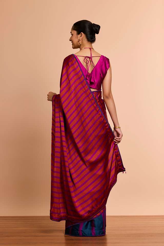 Purple Printed Viscose Saree thumbnail image number null