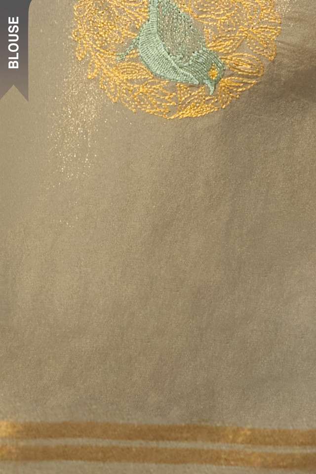 Light Blue Viscose Tissue Embroidered Saree thumbnail image number null