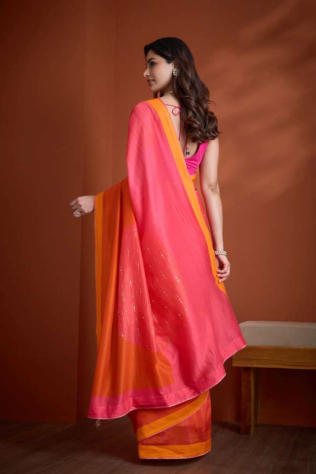 Pink Pure Silk Cotton  Embroidered Saree thumbnail image number null