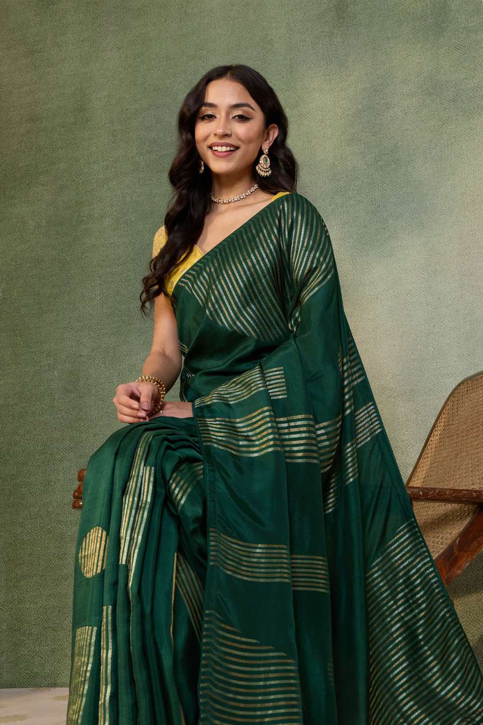 Green Woven Pure Viscose Saree