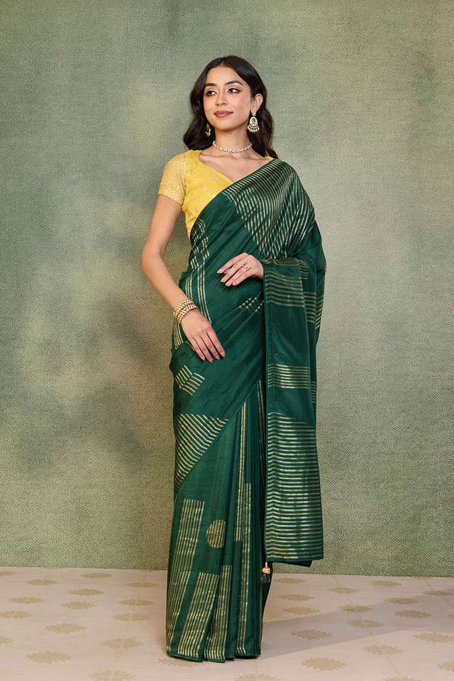 Green Woven Pure Viscose Saree thumbnail image number null