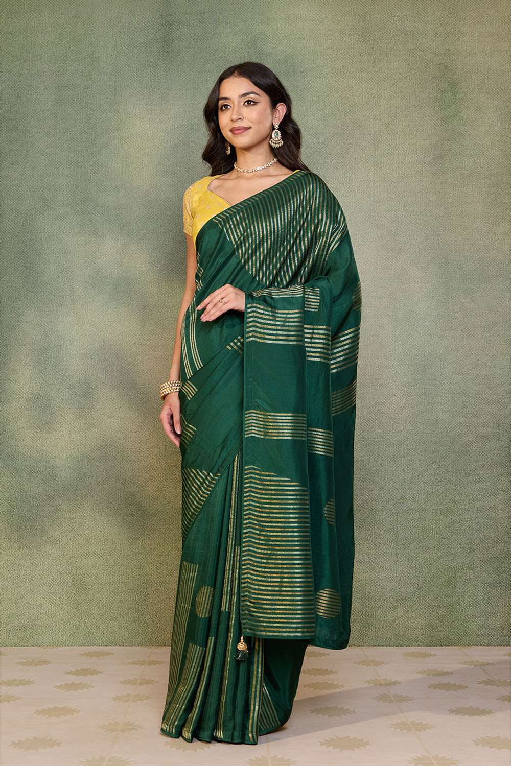 Green Woven Pure Viscose Saree image number null