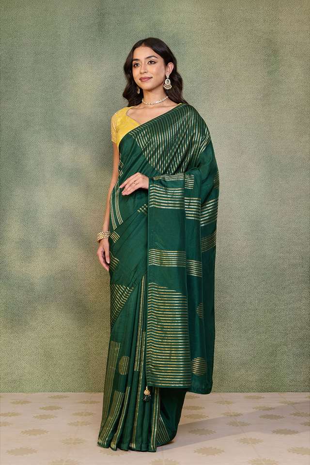 Green Woven Pure Viscose Saree thumbnail image number null