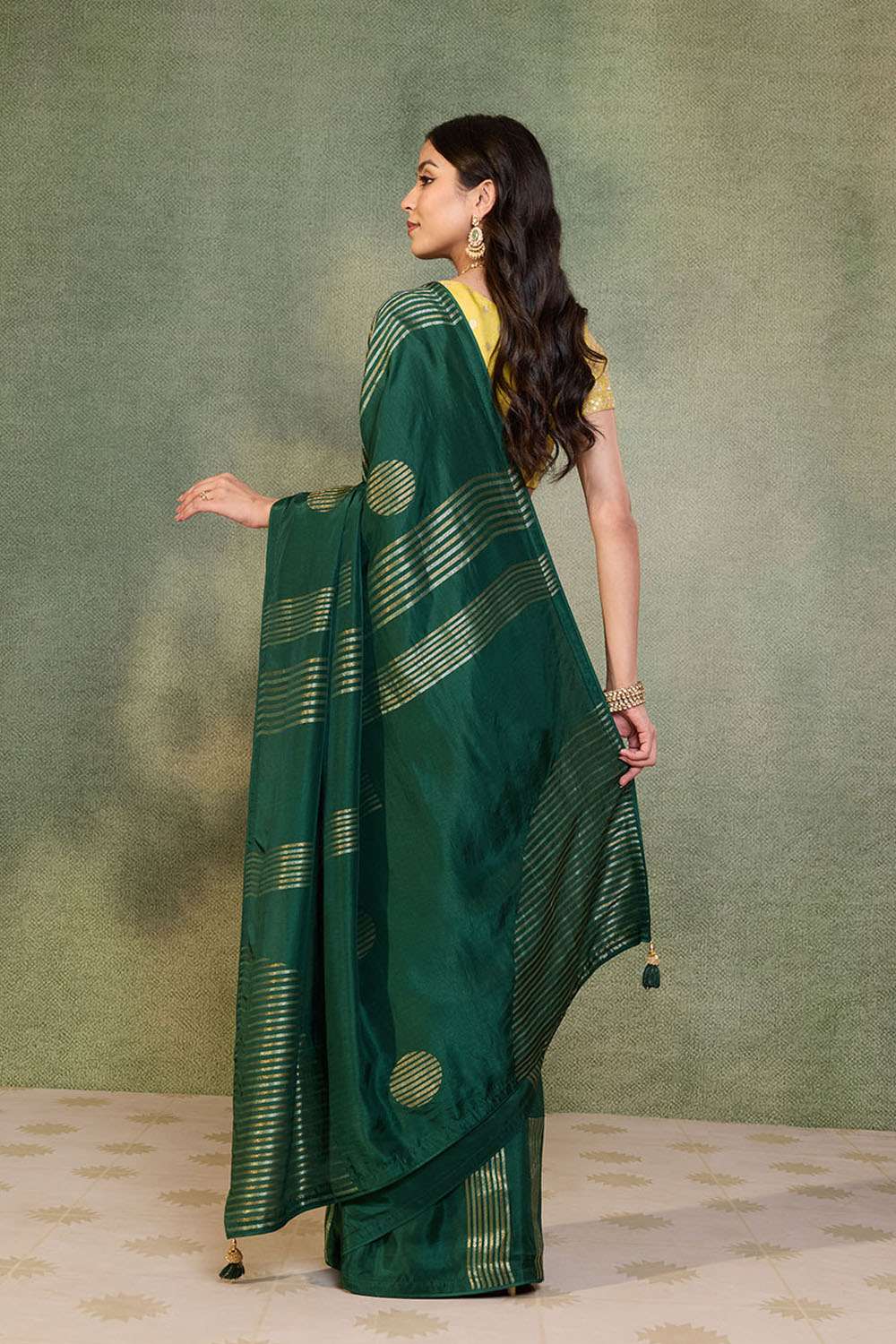 Green Woven Pure Viscose Saree image number null