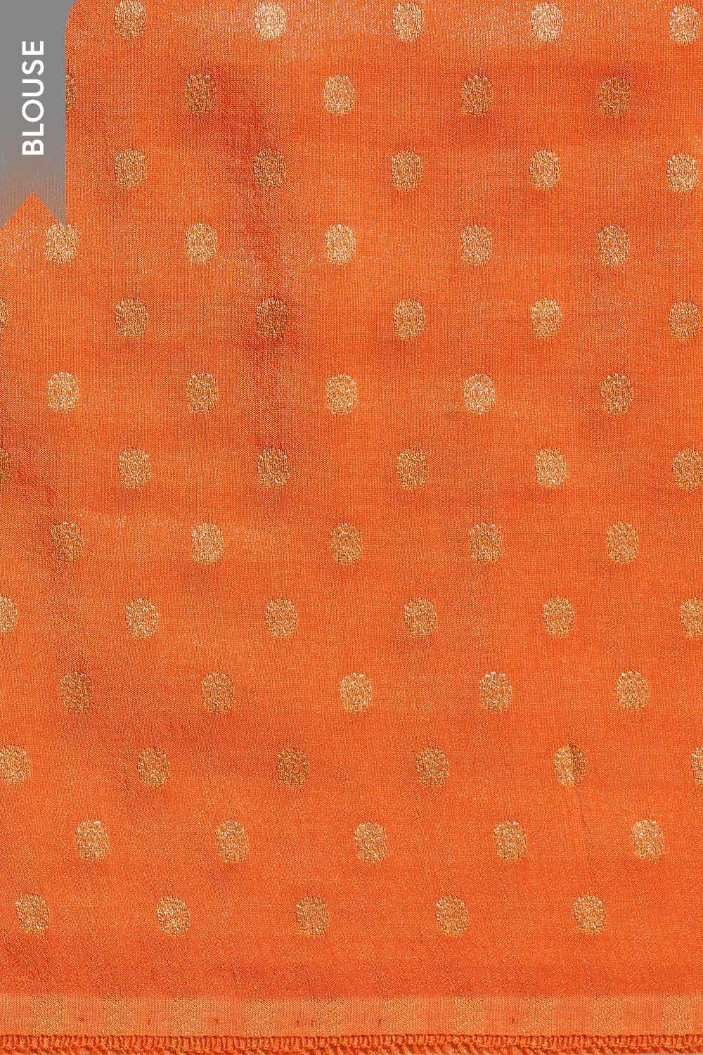 Orange Viscose Tissue Embroidered Saree image number null