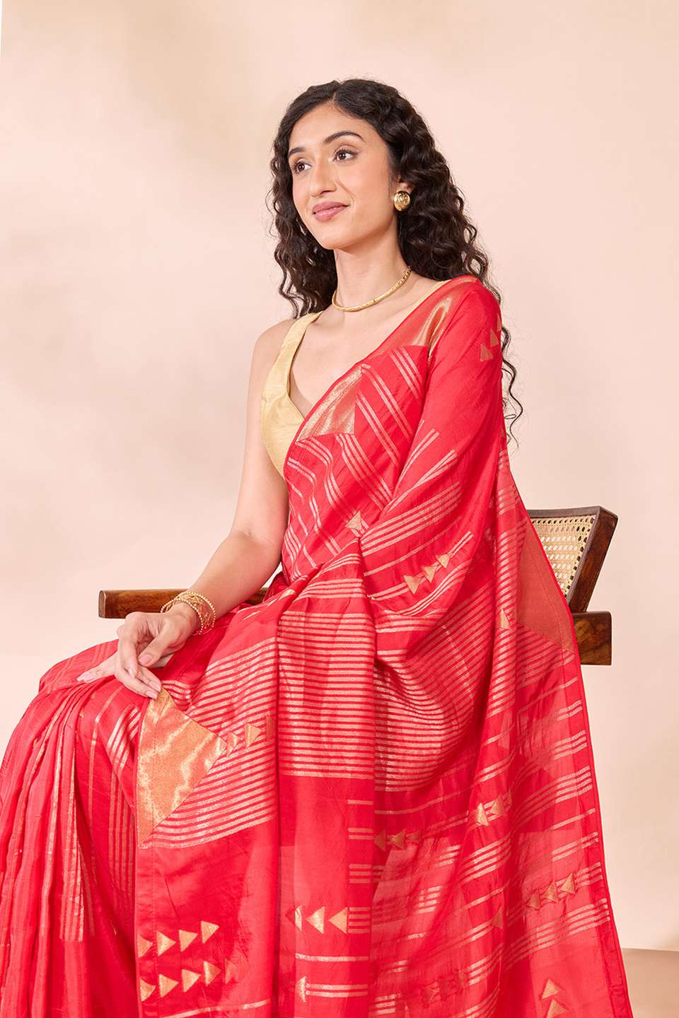 Red Woven Pure Viscose Saree