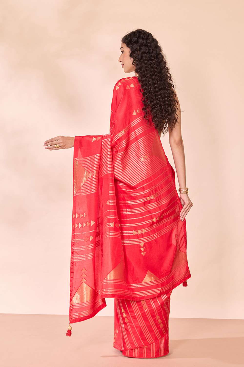 Red Woven Pure Viscose Saree image number null