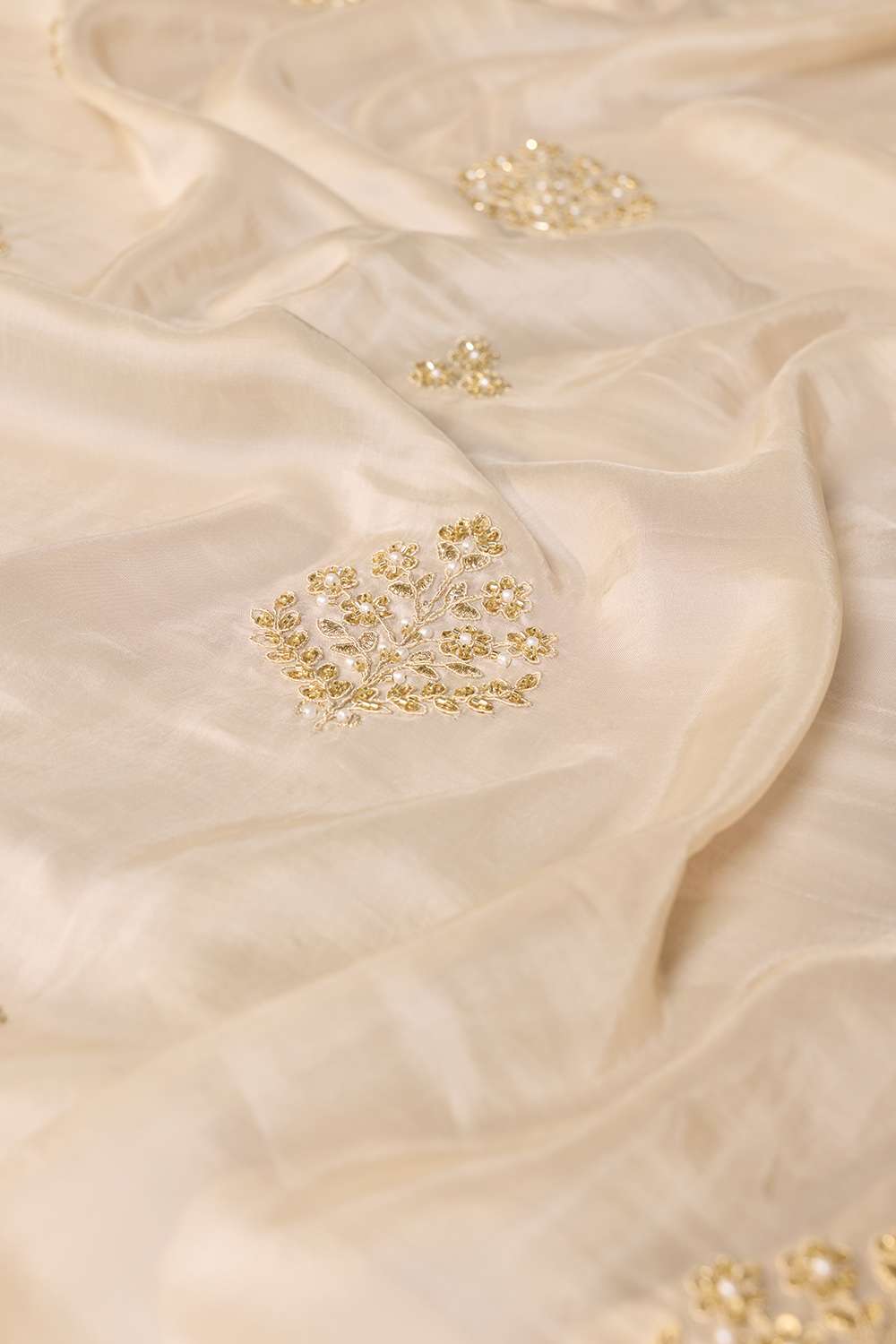Off White Pure Viscose Embroidered Saree image number null