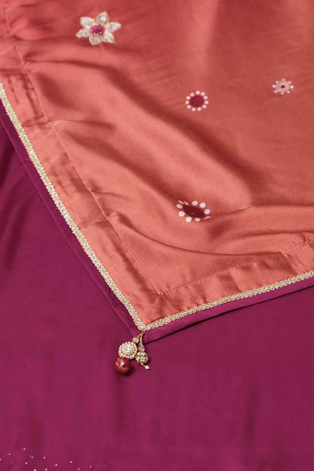 Light Pink Viscose Satin Embroidered Saree thumbnail image number null