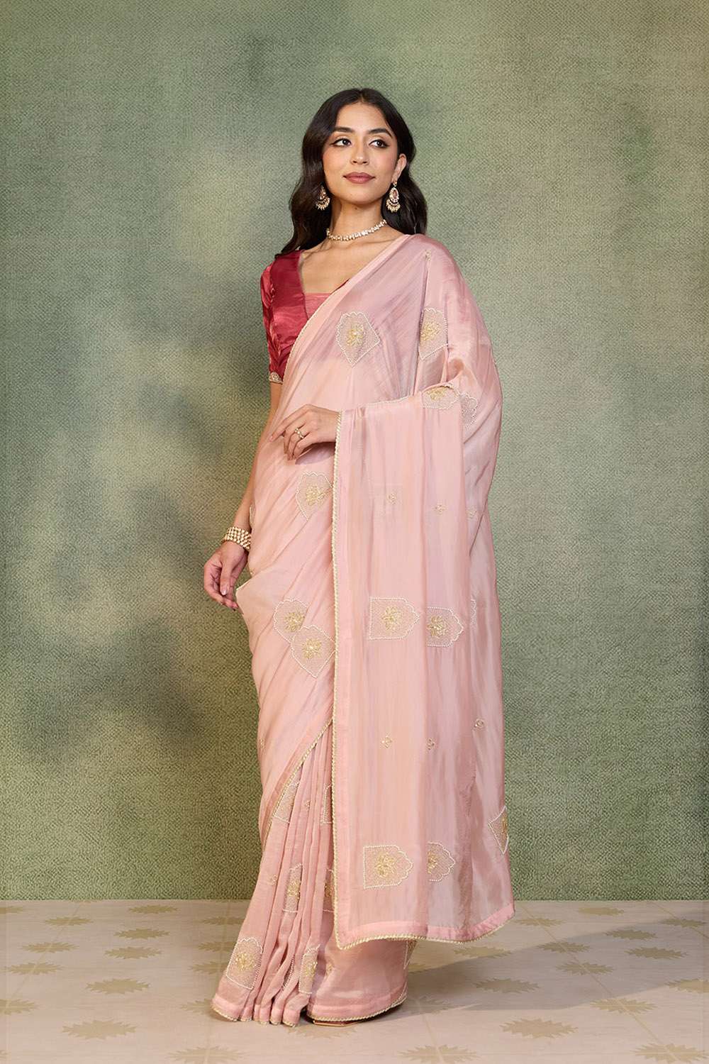 Light Pink Pure Viscose Embroidered Saree image number null