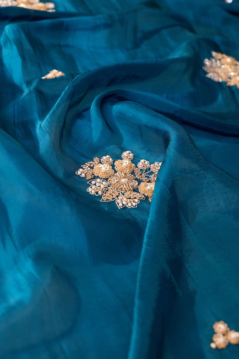 Blue Pure Viscose Embroidered Saree image number null