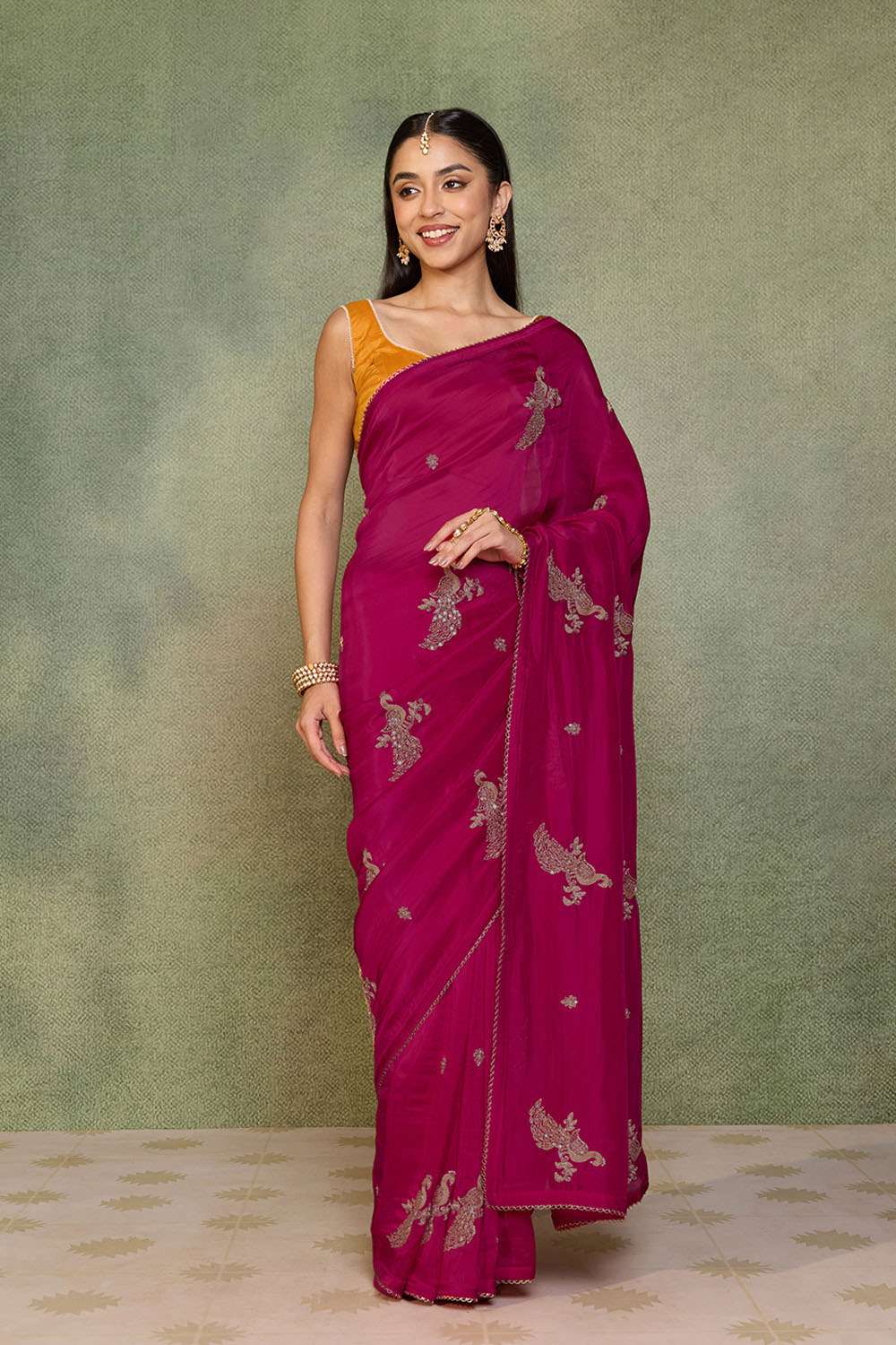 Pink   Pure Viscose Embroidered Saree image number null