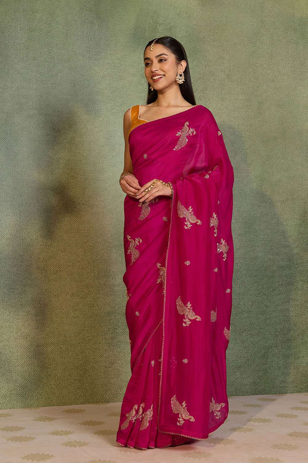 Pink   Pure Viscose Embroidered Saree image number null