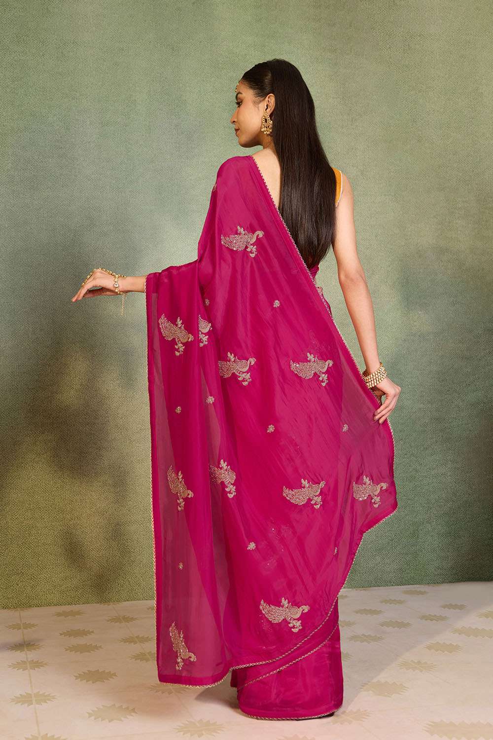 Pink   Pure Viscose Embroidered Saree image number null