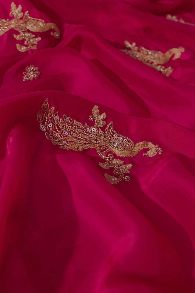 Pink   Pure Viscose Embroidered Saree thumbnail image number null